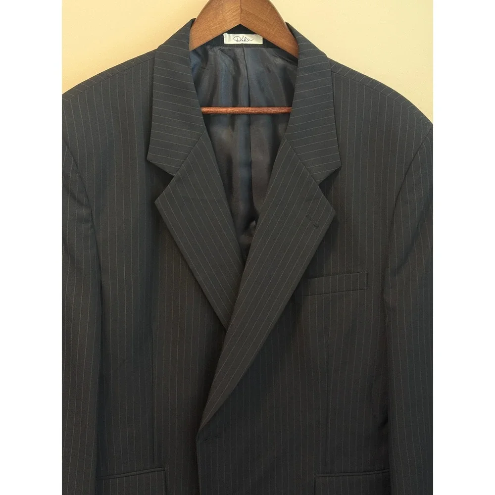 Duke Signature Collection Navy Pinstriped‎ Fully Lined Navy Blazer size 48R